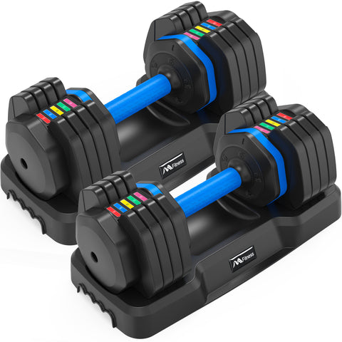 Adjustable Dumbbell Set - 55lb x 2 with Anti-Slip Handle, Fast Weight Adjustment, Tray Included - Ideal for Full Body Workouts