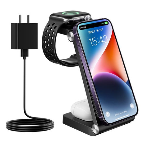 Magnetic Wireless Charger, 3 in 1 Fast Wireless Charging Station for Multiple Devices